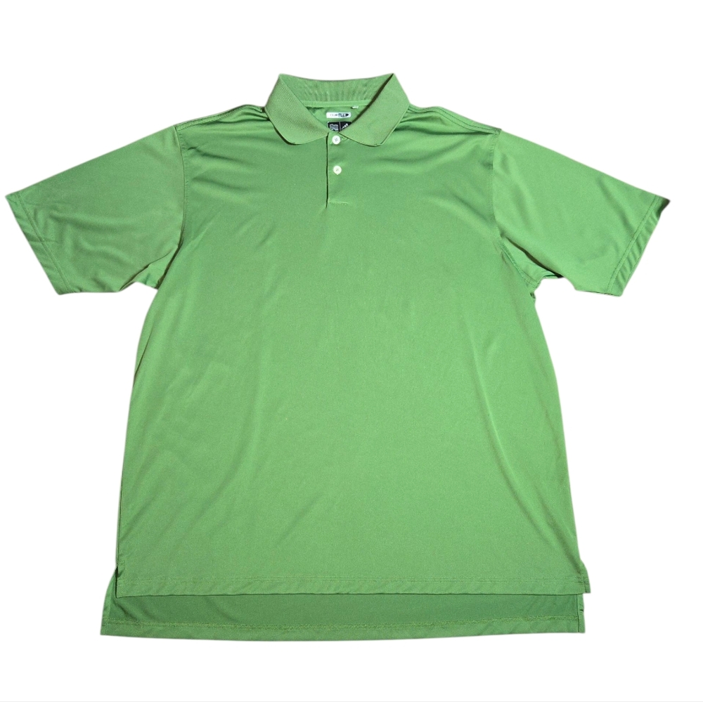 Adidas ClimaLite Sweat Wicking Green Stretch 2 Button Short Sleeve Polo Size XL